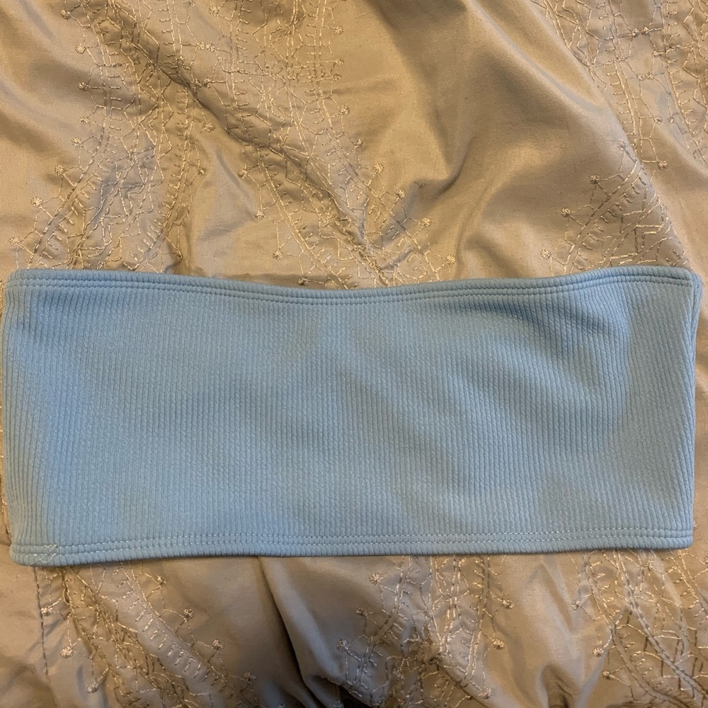 Romwe ribbed strapless bikini top